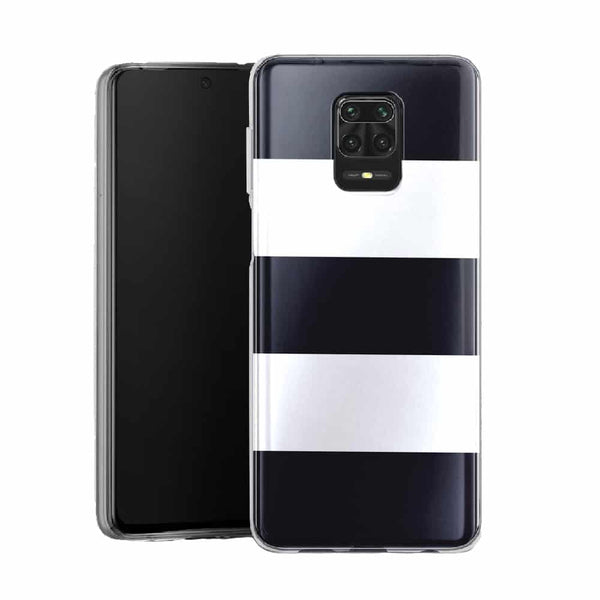 Coque pour Xiaomi Note 9 Bandes Mariniere Noires Blanches